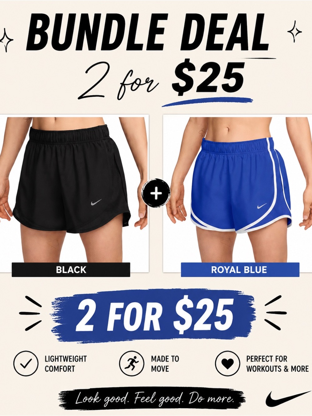 Nike Women’s Athletic Shorts — Black & Royal Blue